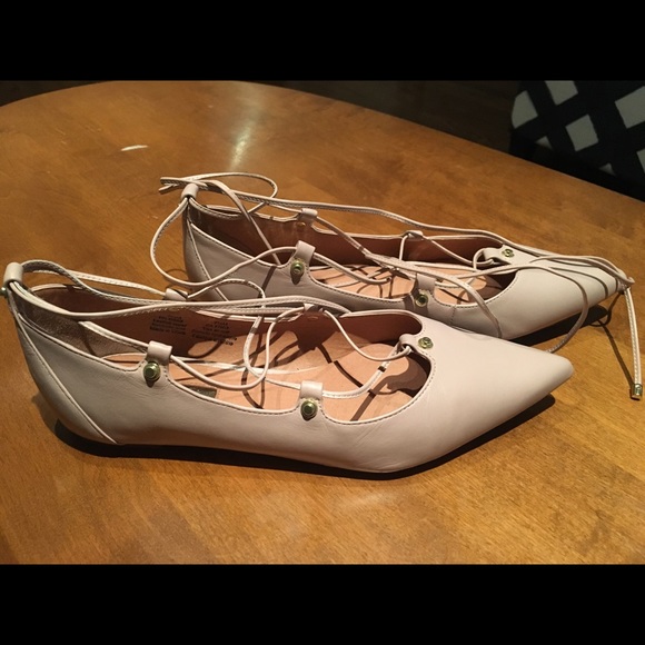 EUC Halogen Owen Lace Up Flats - blush Sz … - Picture 2 of 5